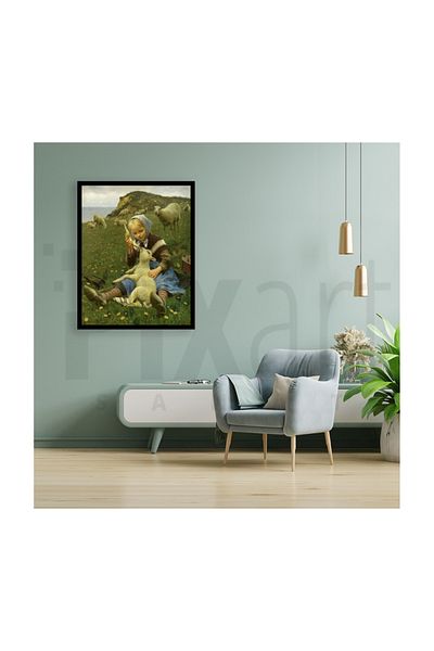 pixartsanat Little Girl And Lamb Pixart Art Diamond Mosaic Painting Diamond Türkiye 45*60
