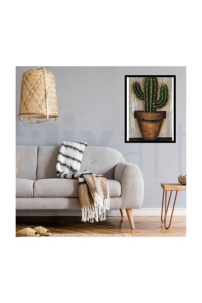 pixartsanat Cactus in a Vase Pixart Art Diamond Mosaic Painting Diamond Turkey 36*71