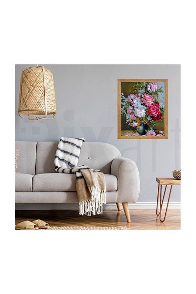 pixartsanat Roses in a Vase Pixart Art Diamond Mosaic Painting Diamond Turkey 40*53