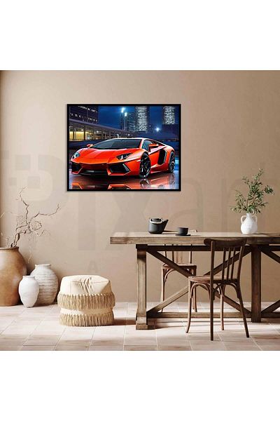 pixartsanat Red Sports Car 40x60cm PixArt Art Diamond Mosaic Painting Diamond Turkey
