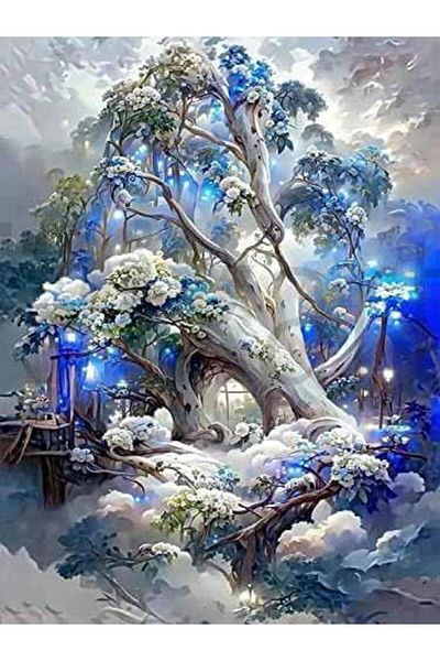 pixartsanat Cross Stitch Arts 30*40 cm (Blue) PixArt Art Diamond Mosaic Painting Diamond Turkey