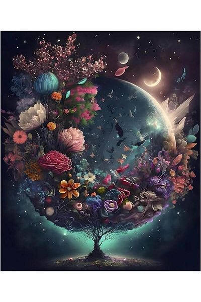 pixartsanat Flower Planet 40x50 PixArt Art Diamond Mosaic Painting Diamond Turkey
