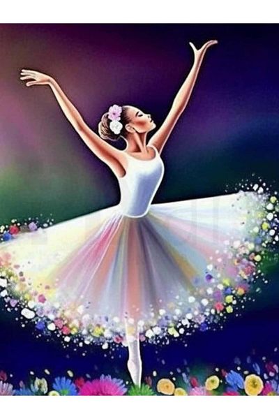 pixartsanat Dancing Ballerina 30*40cm Pixart Art Diamond Mosaic Painting Diamond Turkey