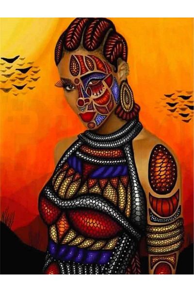pixartsanat African Woman 40x60 PixArt Art Diamond Mosaic Painting Diamond Turkey