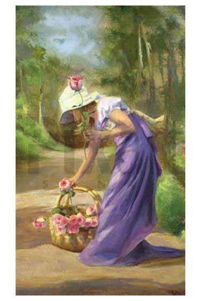 pixartsanat Pink Roses in the Basket Pixart Art Diamond Mosaic Painting Diamond Turkey 35*60