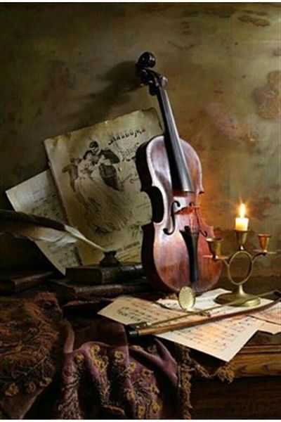 pixartsanat Candle Light And Violin Pixart Art Diamond Mosaic Painting Diamond Türkiye 48*71