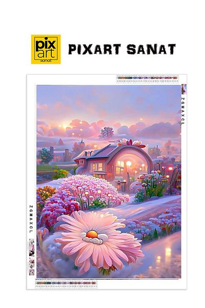 pixartsanat Pink Land 30X40 Pixart Art Diamond Mosaic Painting Diamond Turkey