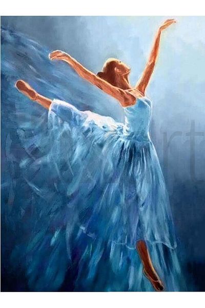 pixartsanat 30 X 40 Cm Ballerina in Blue Tones Pixart Art Diamond Mosaic Painting Diamond Turkey