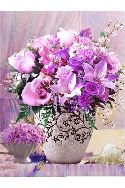 pixartsanat 30 X 40 cm, Flower Bouquet Pixart Art Diamond Mosaic Painting Diamond Turkey