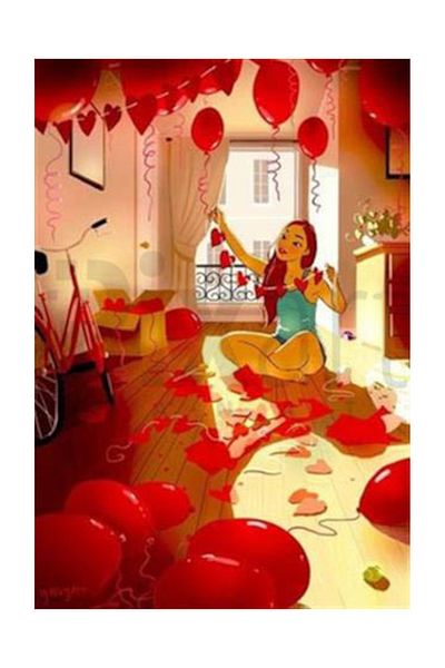 pixartsanat Red Balloons Pixart Art Diamond Mosaic Painting Diamond Turkey 55*78