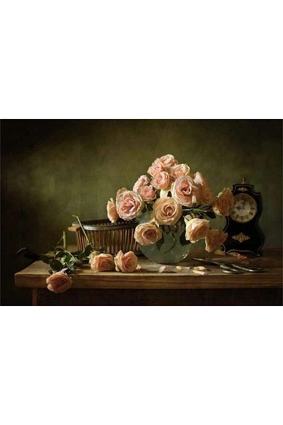pixartsanat Pink Roses 50x35 PixArt Art Diamond Mosaic Painting Diamond Turkey