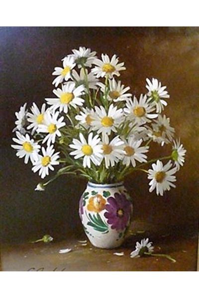 pixartsanat White Country Daisies Pixart Art Diamond Mosaic Painting Diamond Turkey 47*57
