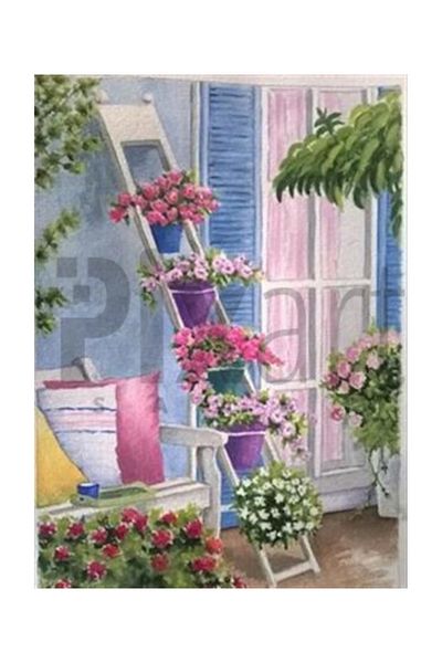 pixartsanat Full of Flowers Steps Pixart Art Diamond Mosaic Painting Diamond Türkiye 42*57
