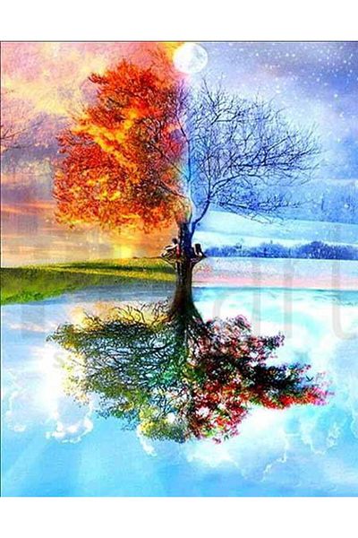 pixartsanat Four Seasons 40*30cm Pixart Art Diamond Mosaic Painting Diamond Turkey