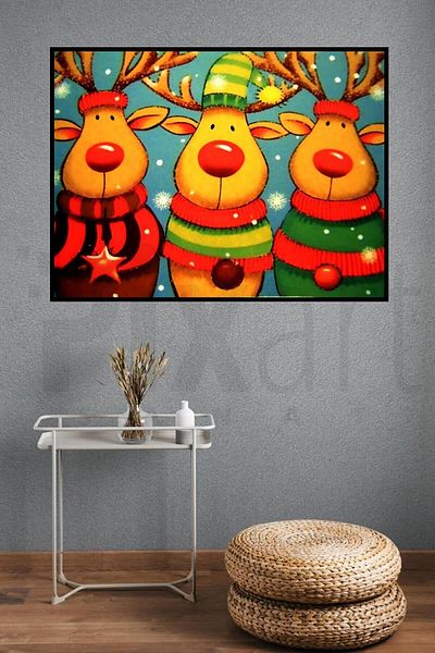 pixartsanat Moose Round 30*40 PixArt Art Diamond Mosaic Painting Diamond Turkey