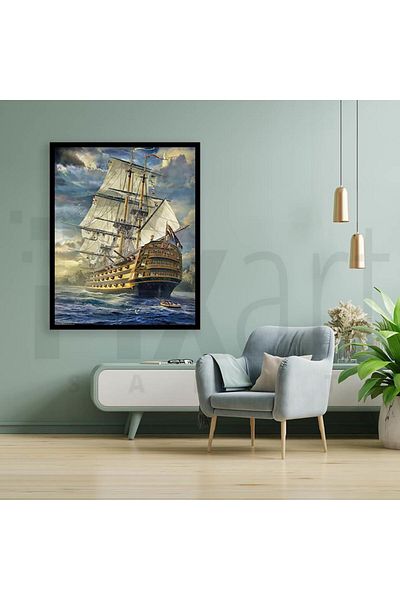 pixartsanat Sea And Sailboat 40 * 50 Cm Pixart Art Diamond Mosaic Painting Diamond Turkey