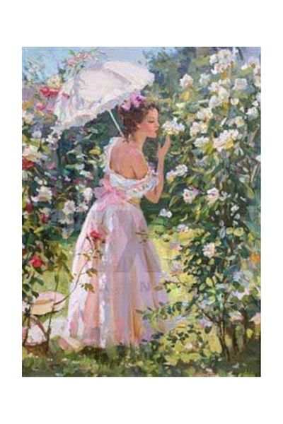pixartsanat Pink Dressed Umbrella Woman Pixart Art Diamond Mosaic Painting Diamond Türkiye 50*68
