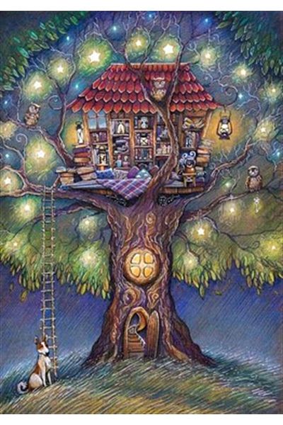 pixartsanat Friends' Tree House in the Forest Pixart Art Diamond Mosaic Painting Diamond Turkey 53*77