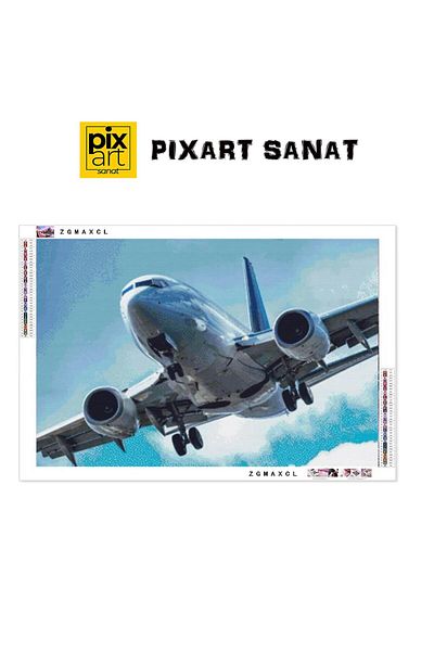 pixartsanat Airplane 55x36 PixArt Art Diamond Mosaic Painting Diamond Turkey