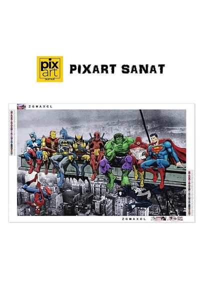 pixartsanat Super Heroes 50x25 PixArt Art Diamond Mosaic Painting Diamond Turkey
