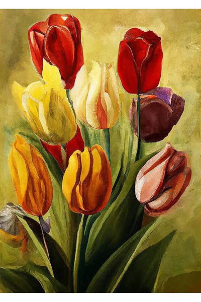 pixartsanat Color Color Tulips 30x40 PixArt Art Diamond Mosaic Painting Diamond Turkey