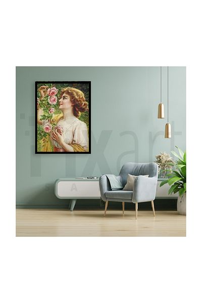 pixartsanat Woman Smelling the Roses Pixart Art Diamond Mosaic Painting Diamond Turkey 40*53