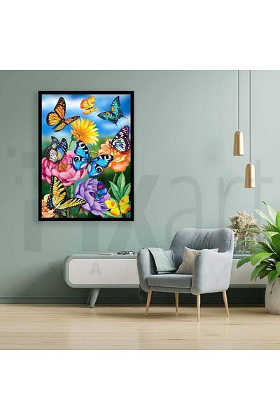 pixartsanat Blooming Butterfly 30*40 PixArt Art Diamond Mosaic Painting Diamond Turkey