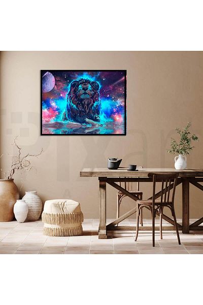 pixartsanat 30 X 40 cm Space Lion Pixart Art Diamond Mosaic Painting Diamond Turkey