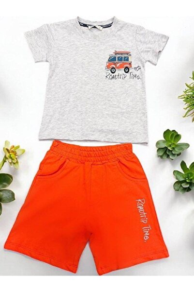Zekids Boy's Cotton Car Printed Shorts Suit