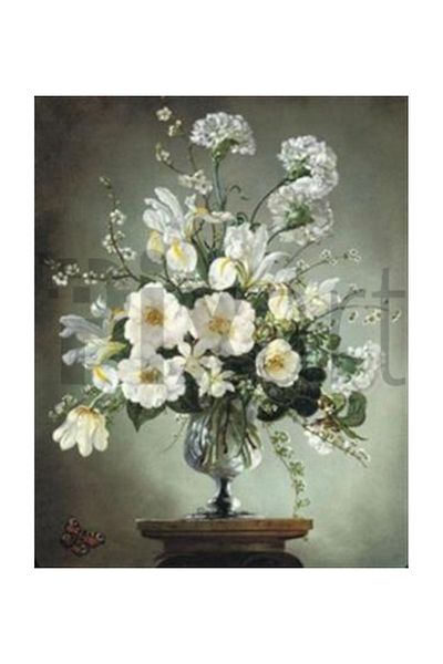 pixartsanat White Beautiful Flowers Pixart Art Diamond Mosaic Painting Diamond Turkey 43*53