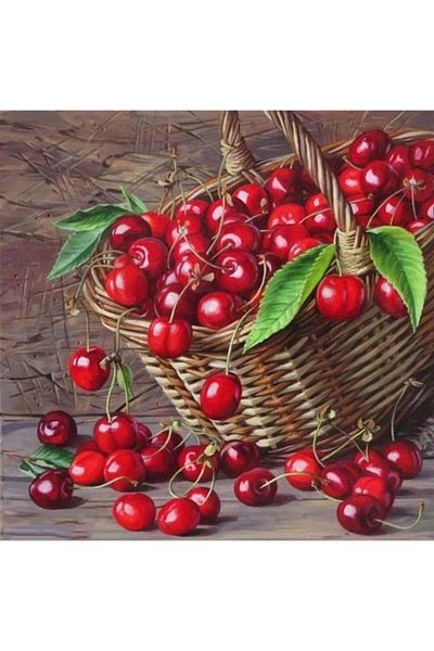 pixartsanat Cherry Basket 40x40 PixArt Art Diamond Mosaic Painting Diamond Türkiye