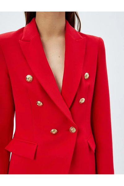 Koton KTN – Zweireihiger Blazer mit Knöpfen, asymmetrischer Kappe und Taschendetail