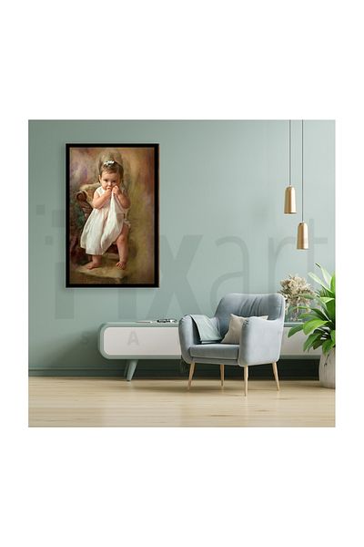 pixartsanat Baby in White Dress Pixart Art Diamond Mosaic Painting Diamond Türkiye 40*60