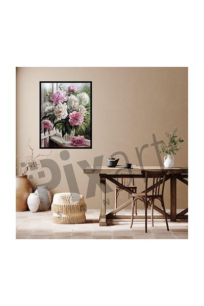 pixartsanat Red Rose Bouquet Pixart Art Diamond Mosaic Painting Diamond Turkey 45*60