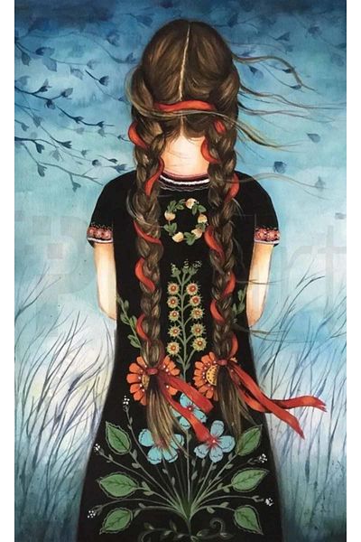 pixartsanat Braided Girl 40x60 PixArt Art Diamond Mosaic Painting Diamond Türkiye