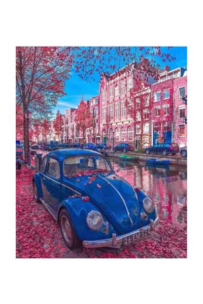 pixartsanat Blue in Pink City Vosvos Pixart Art Diamond Mosaic Painting Diamond Turkey 41*46