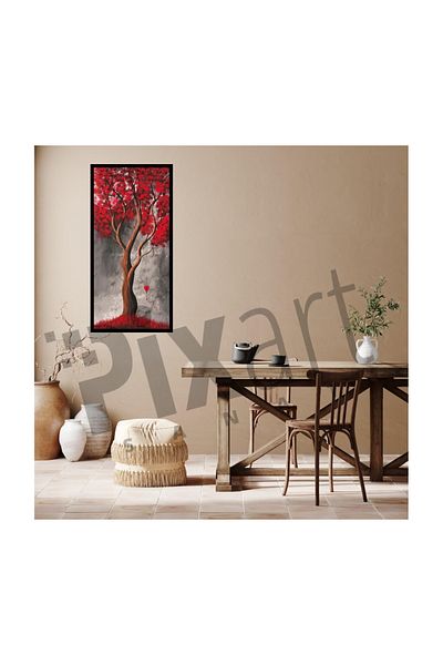 pixartsanat Red Tree in the Full Moon Pixart Art Diamond Mosaic Painting Diamond Turkey 35*71
