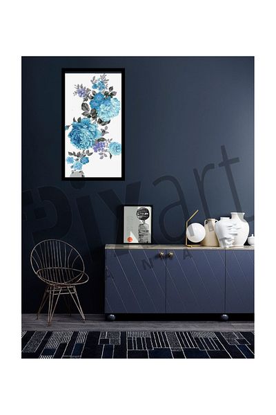 pixartsanat Blue Flower on Branch Pixart Art Diamond Mosaic Painting Diamond Turkey 40*68