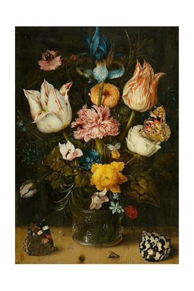 pixartsanat Ambrosius Bosschaert The Elder Flower Bouquet in Glass Vase Pixart Art Diamond Mosaic Painting Diamond Türkiye