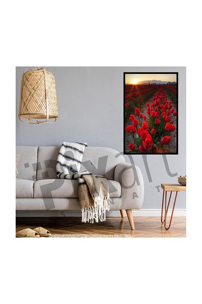 pixartsanat Red Tulip Field Pixart Art Diamond Mosaic Painting Diamond Türkiye 40*50