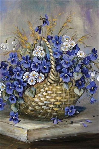 pixartsanat Viols and Daisies in the Basket Pixart Art Diamond Mosaic Painting Diamond Turkey 42*62