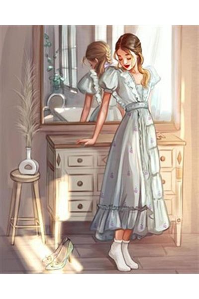 pixartsanat Girl Looking At The Shoes Pixart Art Diamond Mosaic Painting Diamond Turkey 43*53