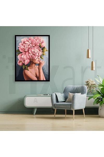 pixartsanat 30 X 40 Cm, Woman with Floral Hair Pixart Art Diamond Mosaic Painting Diamond Turkey