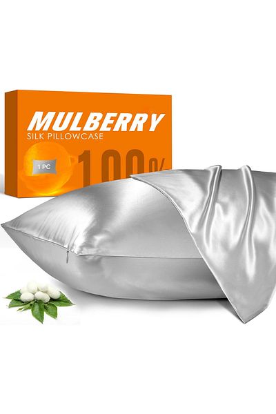 thenile Πιστοποιημένη 100% Pure Silk Μαξιλαροθήκη Ασημί Γκρι 50x70cm - Γυναικεία Μαλλιά Beauty Care Μεταξωτή θήκη