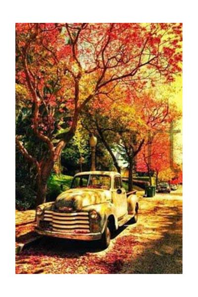 pixartsanat Autumn And Old Model Car Pixart Art Diamond Mosaic Painting Diamond Türkiye 53*78