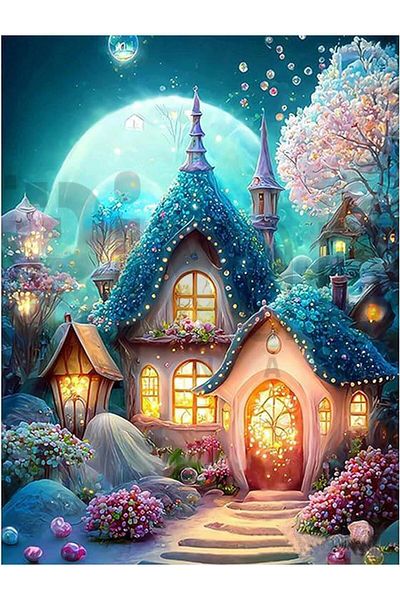 pixartsanat House in the Forest 30*40 PixArt Art Diamond Mosaic Painting Diamond Turkey