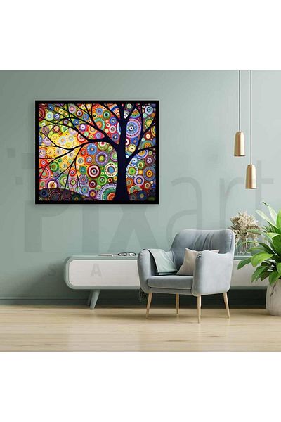 pixartsanat Geometric Colored Tree 30 * 40 Cm Pixart Art Diamond Mosaic Painting Diamond Turkey