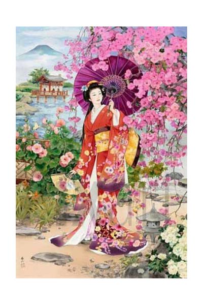 pixartsanat Japanese Girl with Umbrella Pixart Art Diamond Mosaic Painting Diamond Turkey 40*60