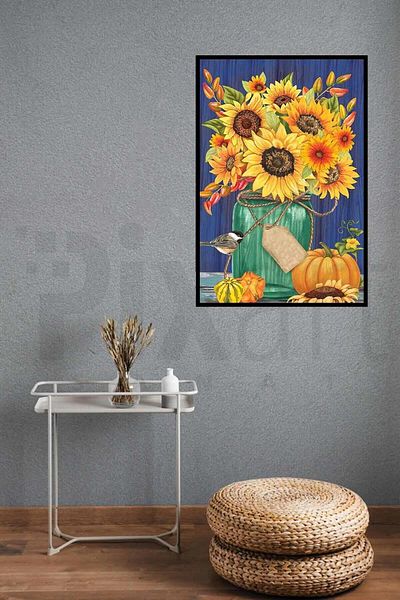 pixartsanat Sunflower 30x40cm PixArt Art Diamond Mosaic Painting Diamond Turkey