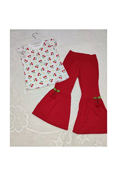 Narnuga MİRAYLİFE 1-2-3-4 سنة تي شيرت مطبوع عليه الكرز بأرجل إسبانية ليكرا طق...